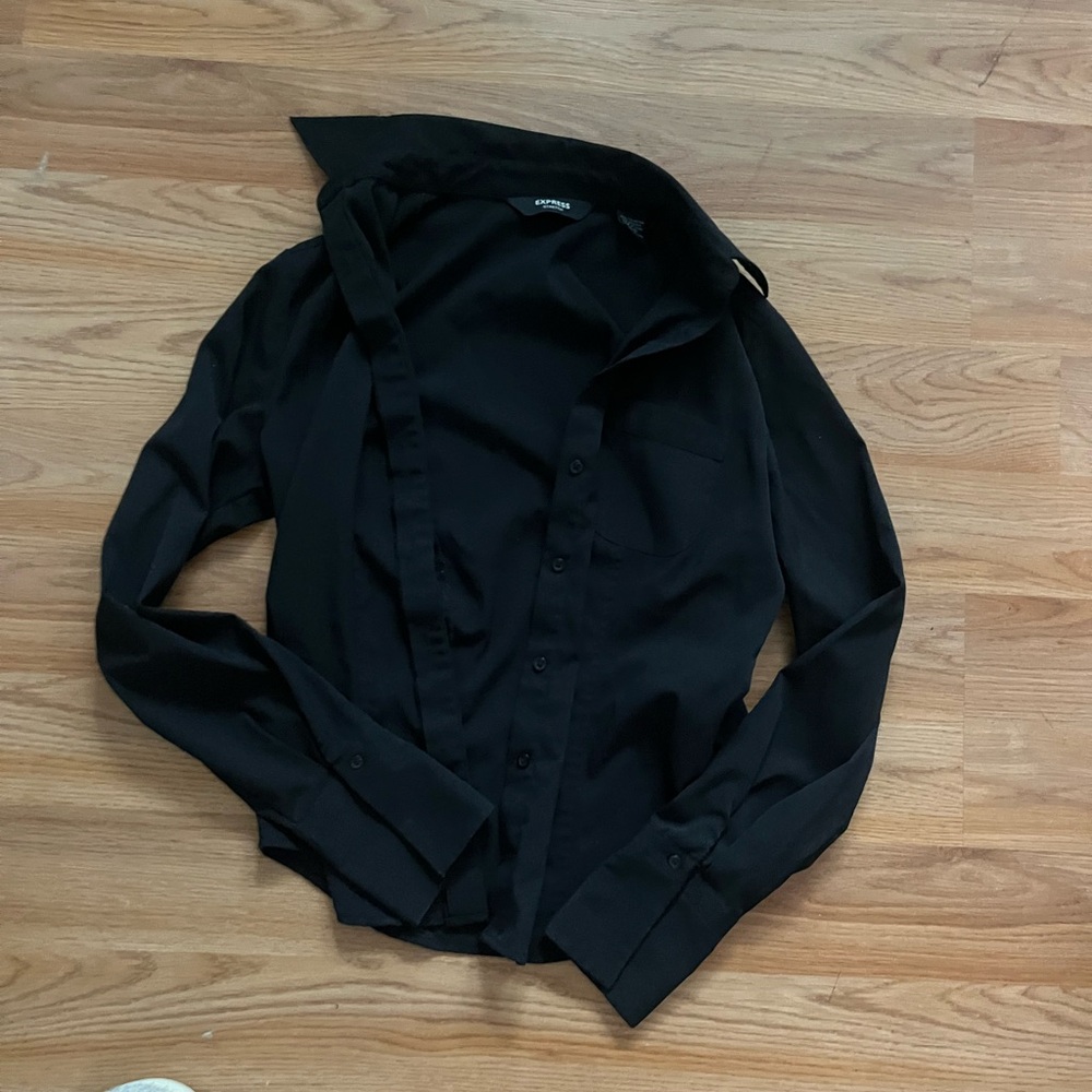 Express Black Casual Button Down Shirt